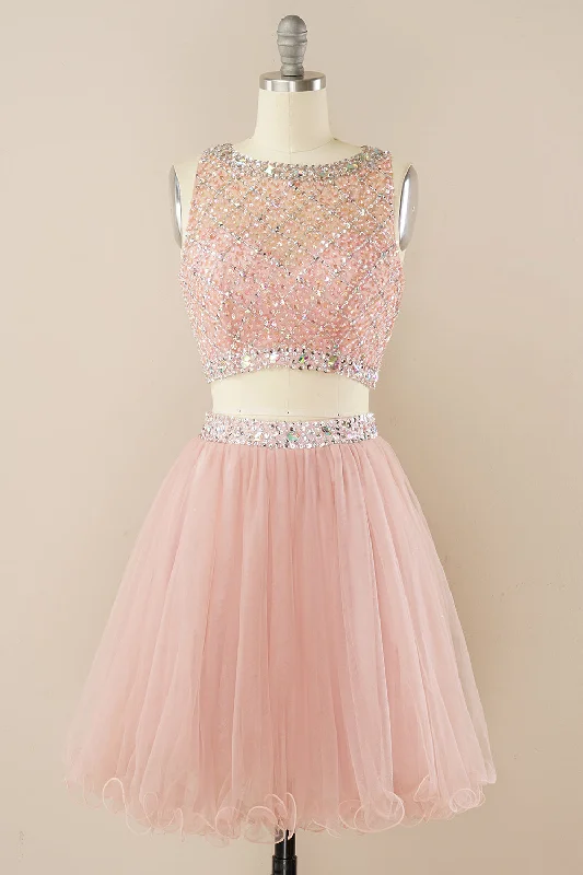 Blush Beading Short Homecoming Dress