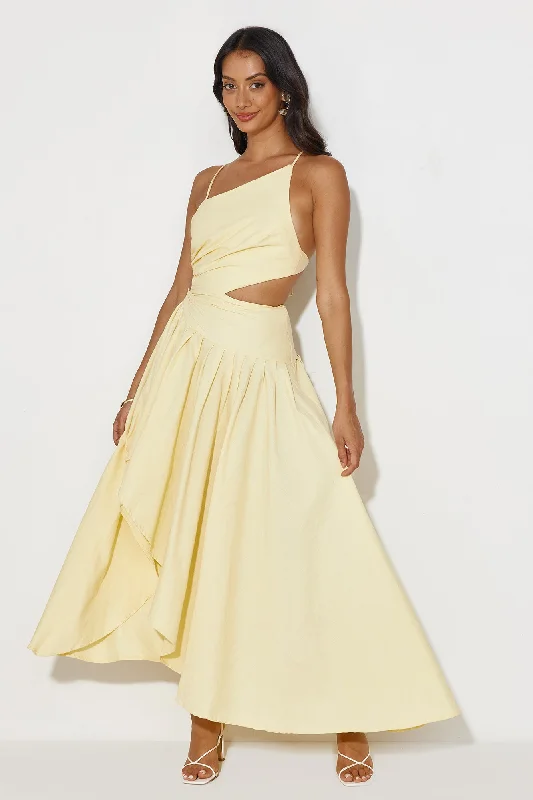 Frolicking Fields Midi Dress Yellow