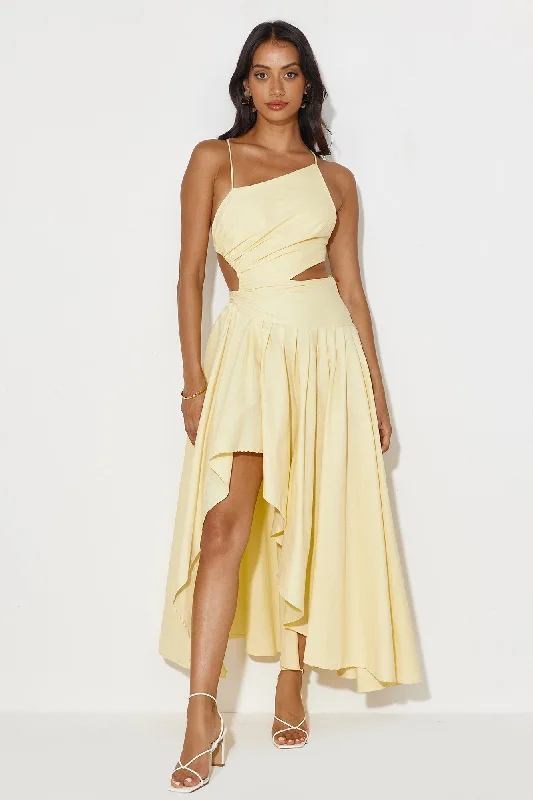 Frolicking Fields Midi Dress Yellow