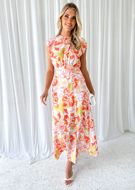 Jaidon Midi Dress - Mango Hibiscus