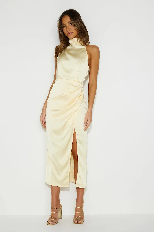 My Challenge Satin Midi Dress Yellow