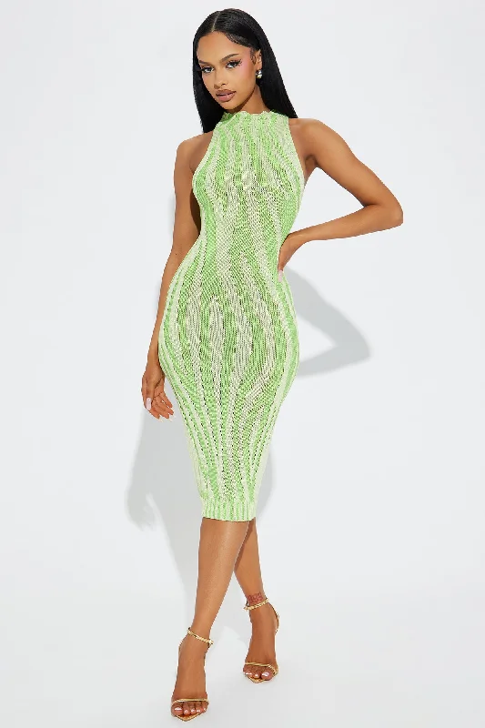 Zoya Knit Midi Dress - Lime