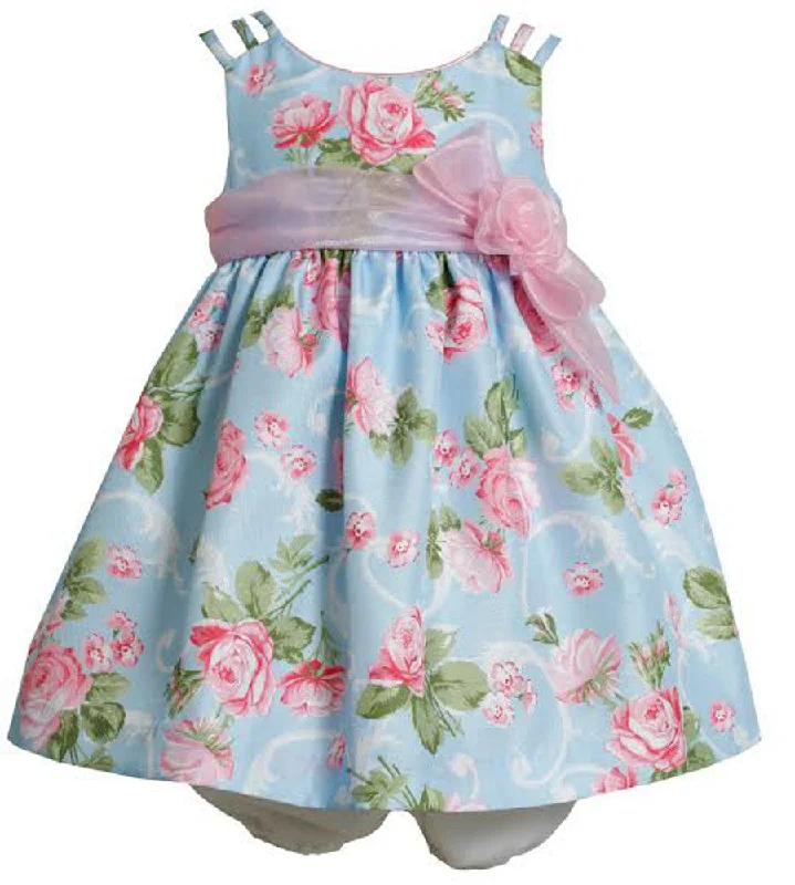 Bonnie Jean Infant Girls Blue Floral Infant Dress