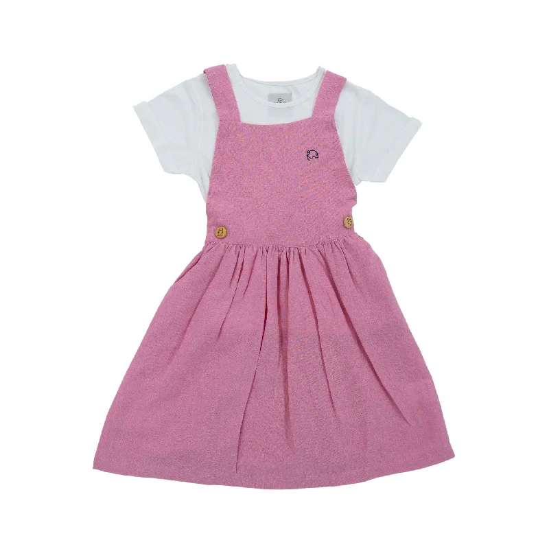 Cashmere Rose Linen Pinafore for Girls