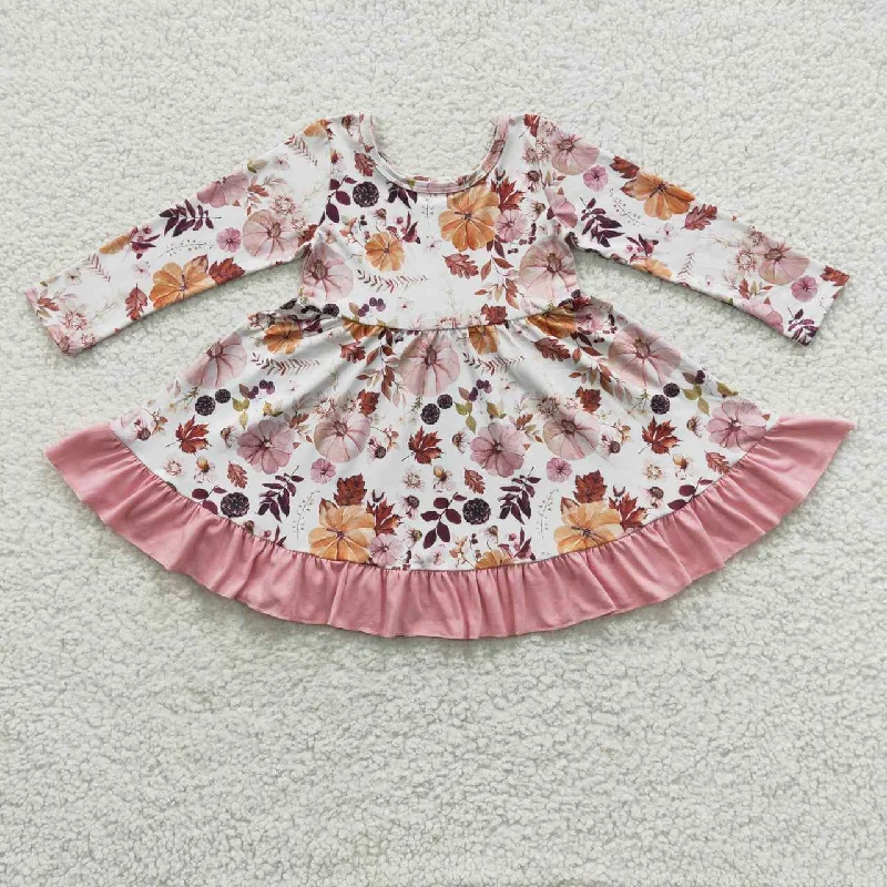 girls pumpkin floral dress GLD0212