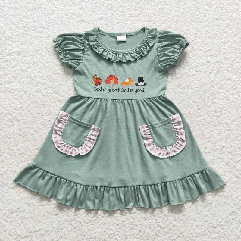 GSD0481 baby girl clothes god is great vinyl pattern thanksgiving dress