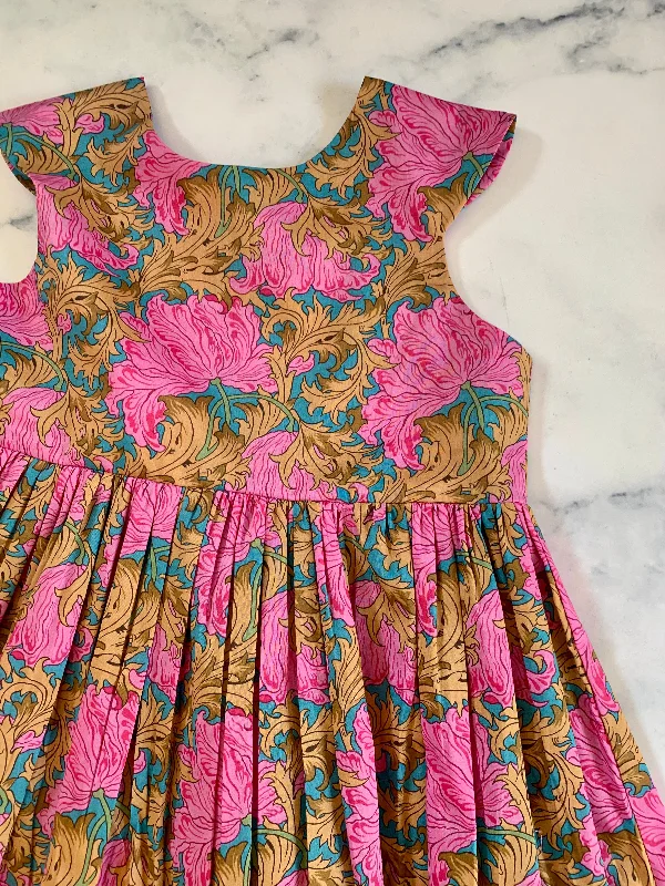 Turquoise pink and Gold Liberty Cap sleeve dress