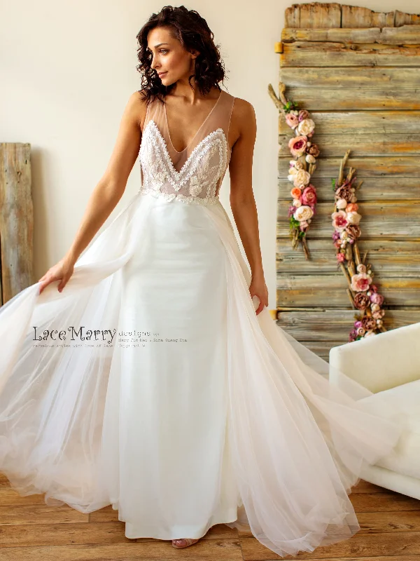 V-Neck Sexy Wedding Dress with Deep Plunge