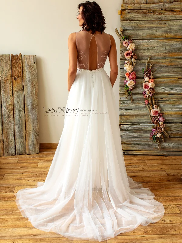 V-Neck Sexy Wedding Dress with Deep Plunge