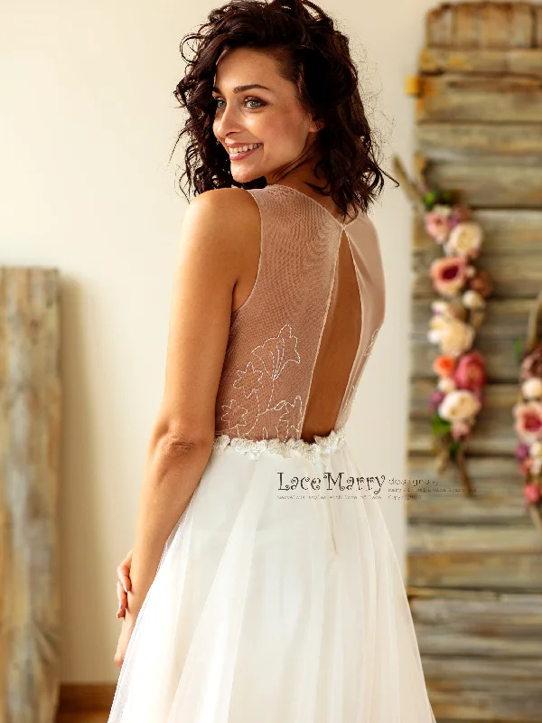 V-Neck Sexy Wedding Dress with Deep Plunge