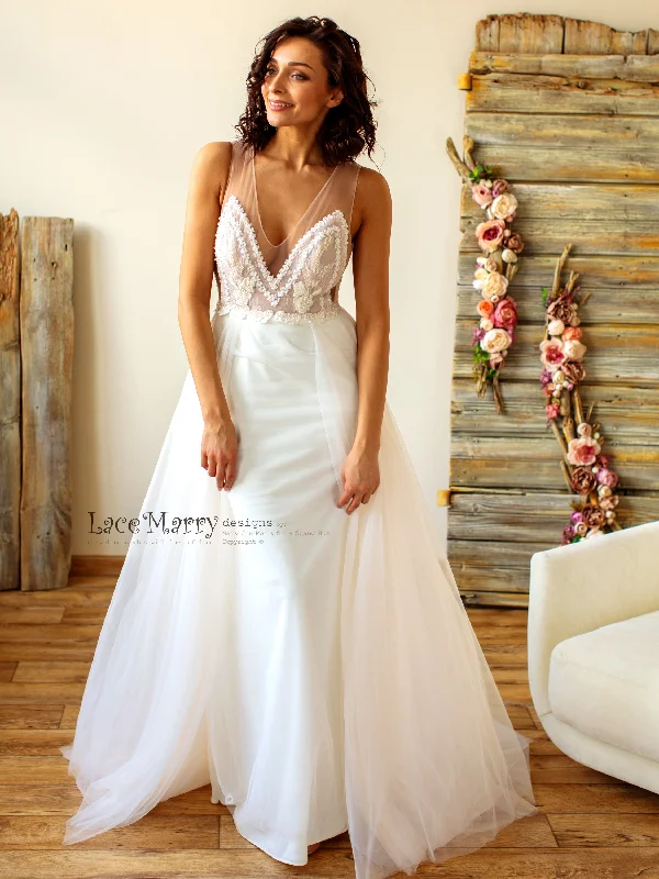 V-Neck Sexy Wedding Dress with Deep Plunge