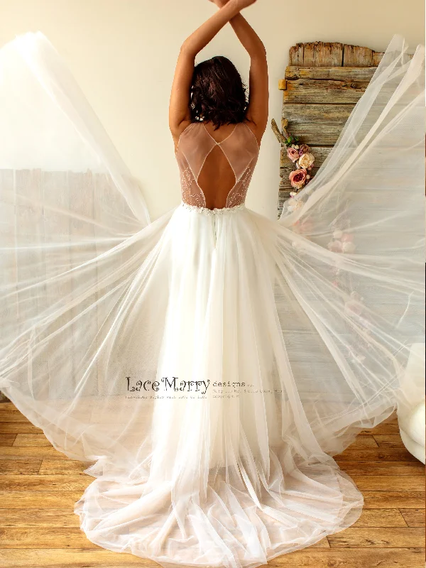 V-Neck Sexy Wedding Dress with Deep Plunge