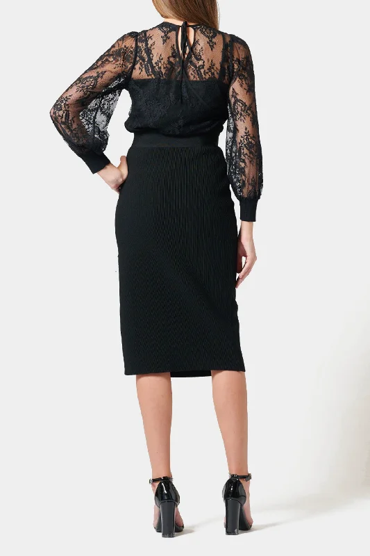 High Slit Chain-Link Bodycon Skirt