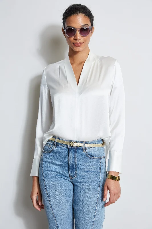 Silk Satin Contour Neck Shirt