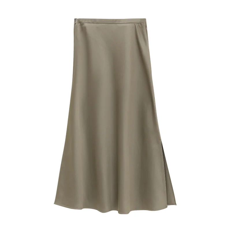 Luna Satin Bias Cut Midaxi Skirt