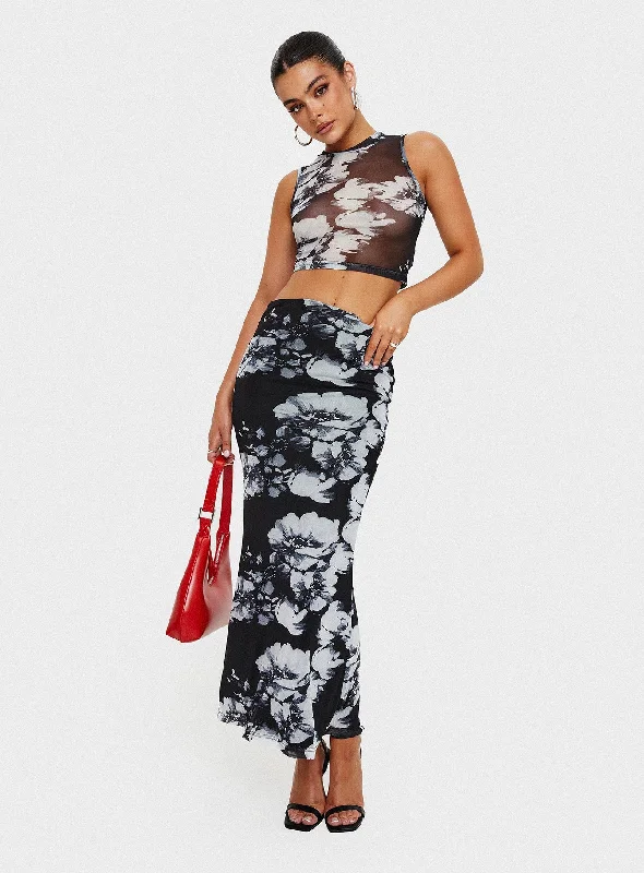 Missed Out Mesh Midi Skirt Black