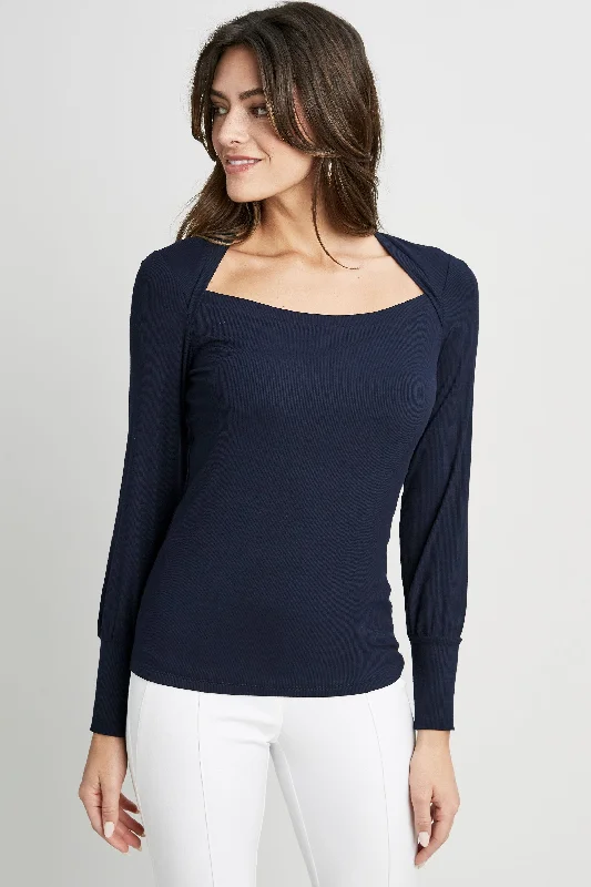 Straight Neck Ribbed Knit